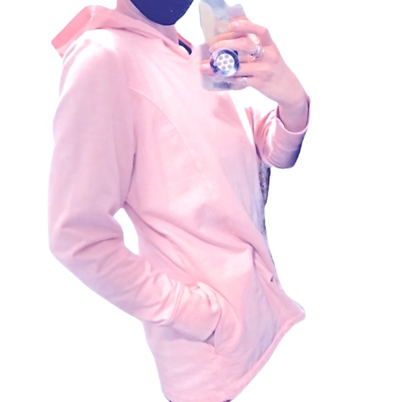 DENIM & CO. active hoodie long sleeve shirt with pockets pink M - Picture 6 of 6